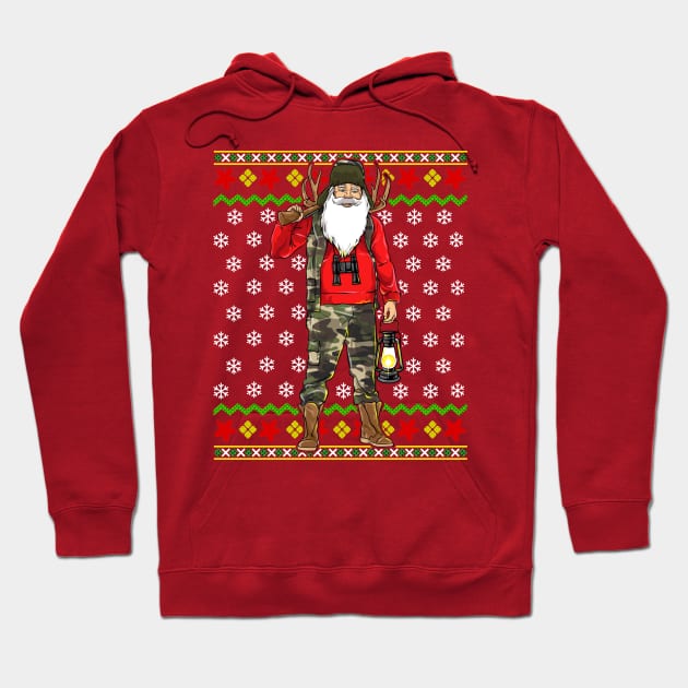 Santa Claus Hunter Ugly Christmas Sweater Hoodie by E